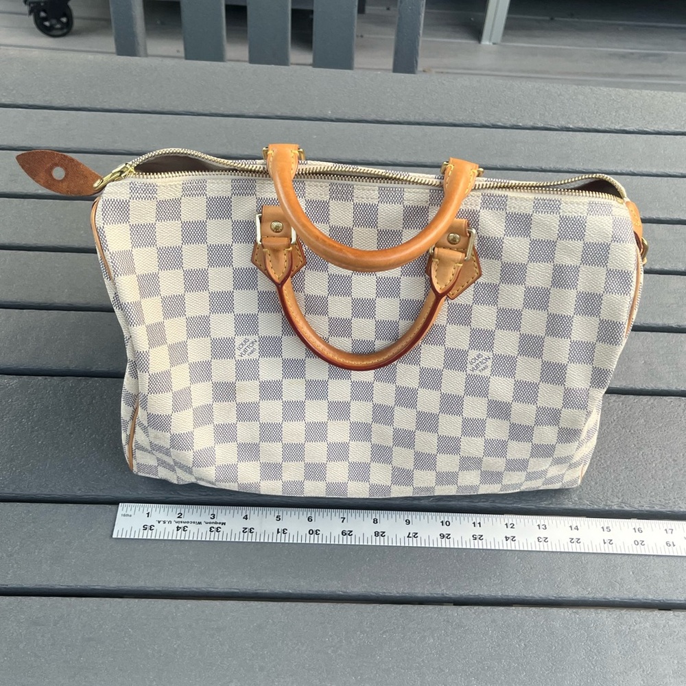 Louis Vuitton Speedy NM 35 Damier Azur; Brass Hardware; Used/Moderate wear - Picture 3 of 16